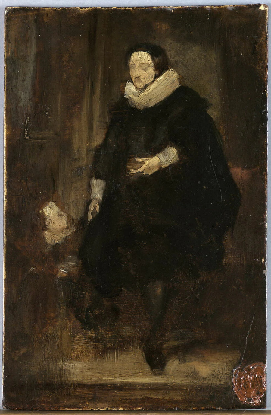 Copie d'après Antoon Van Dyck, portrait d'un homme de qualité et de son enfant - Eugène Delacroix