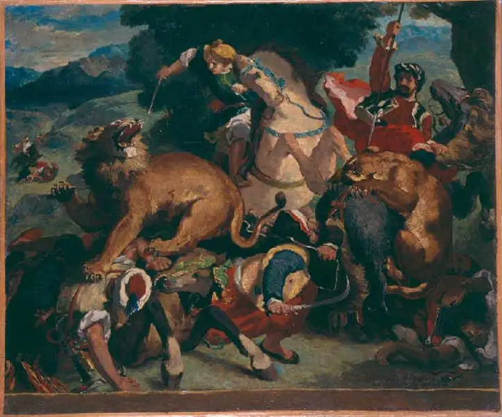Kopia efter 'Jakt på lejon' av Delacroix - Odilon Redon