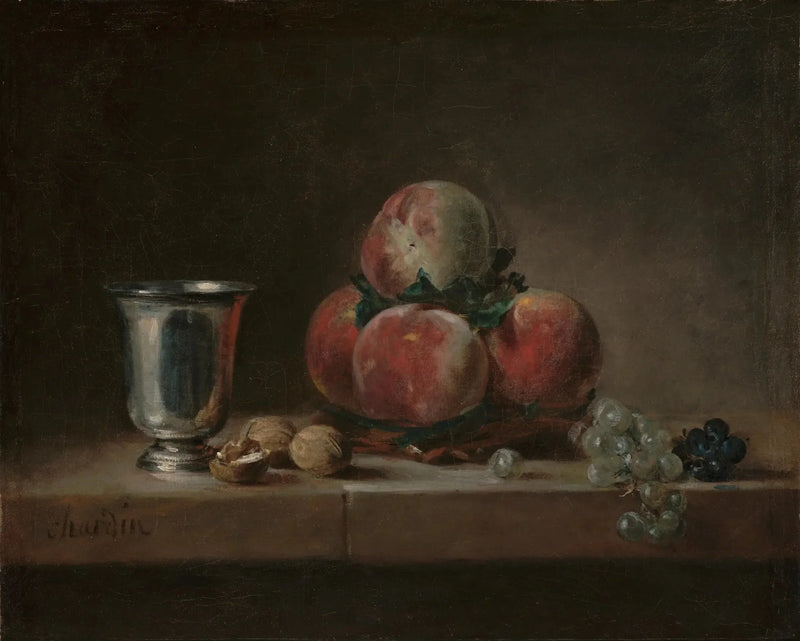 Persikohög med ett silverglas - Jean Simeón Chardin