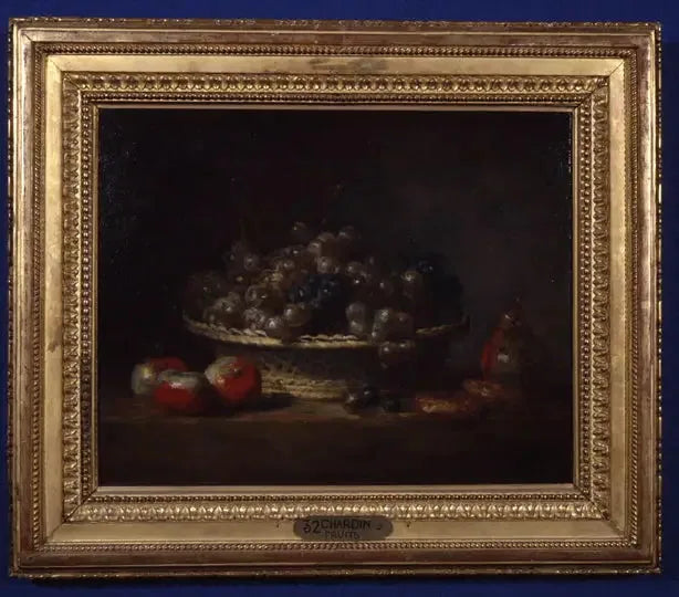 Korg med druvor, äpplen och päron samt kakor - Jean Simeón Chardin