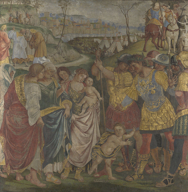 Coriolan, övertygad av sin familj att spara Rom - Luca Signorelli