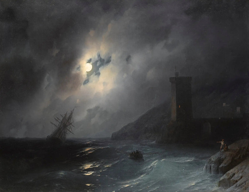 Ljus kust vid månsken - Ivan Aïvazovski