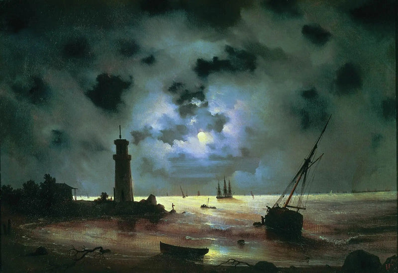 Nattkusten. Nära fyren - Ivan Aïvazovski