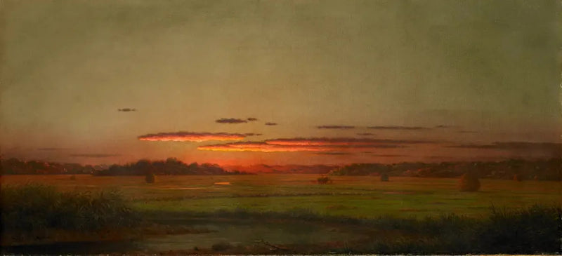 Solnedgång, höskulle i fjärran - Martin Johnson Heade
