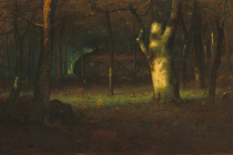 Solnedgång i skogen - George Inness