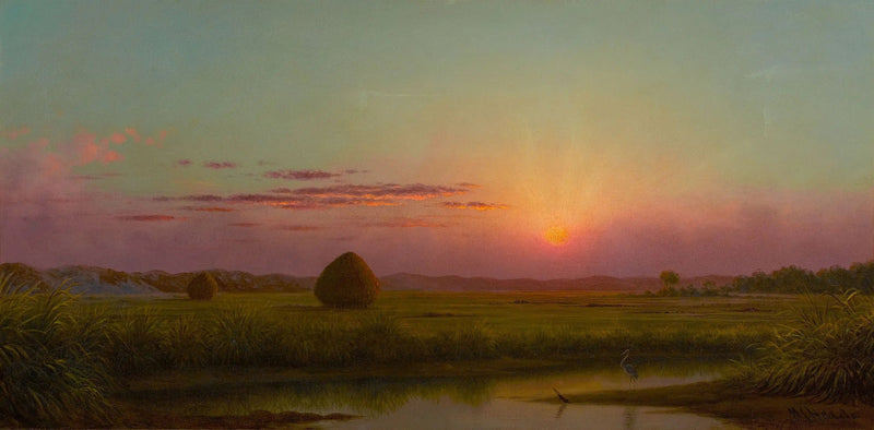 Solnedgång över träsket - Martin Johnson Heade