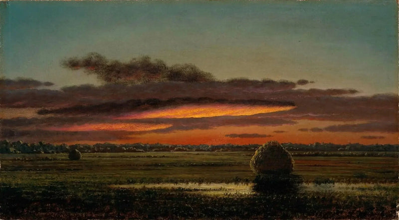 Solnedgång över träsket - Martin Johnson Heade