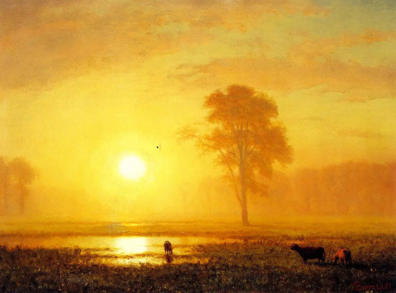 Solnedgång över slätterna - Albert Bierstadt