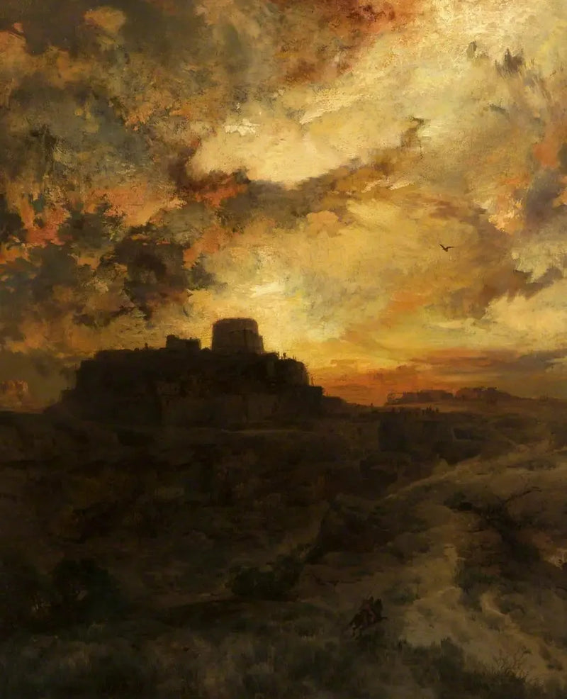 Solnedgång, Pueblo del Walpe, Arizona - Thomas Moran