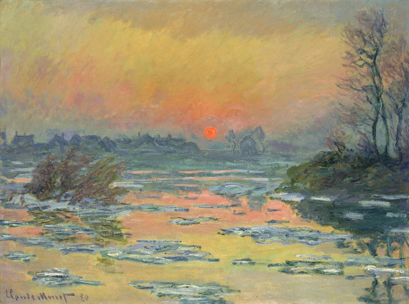 Solnedgång över Seine, vinter W574 - Claude Monet