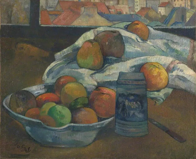 Fruktskål och kanna framför fönstret - Paul Gauguin