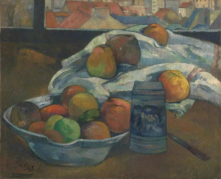 Fruktskål och kanna framför fönstret - Paul Gauguin