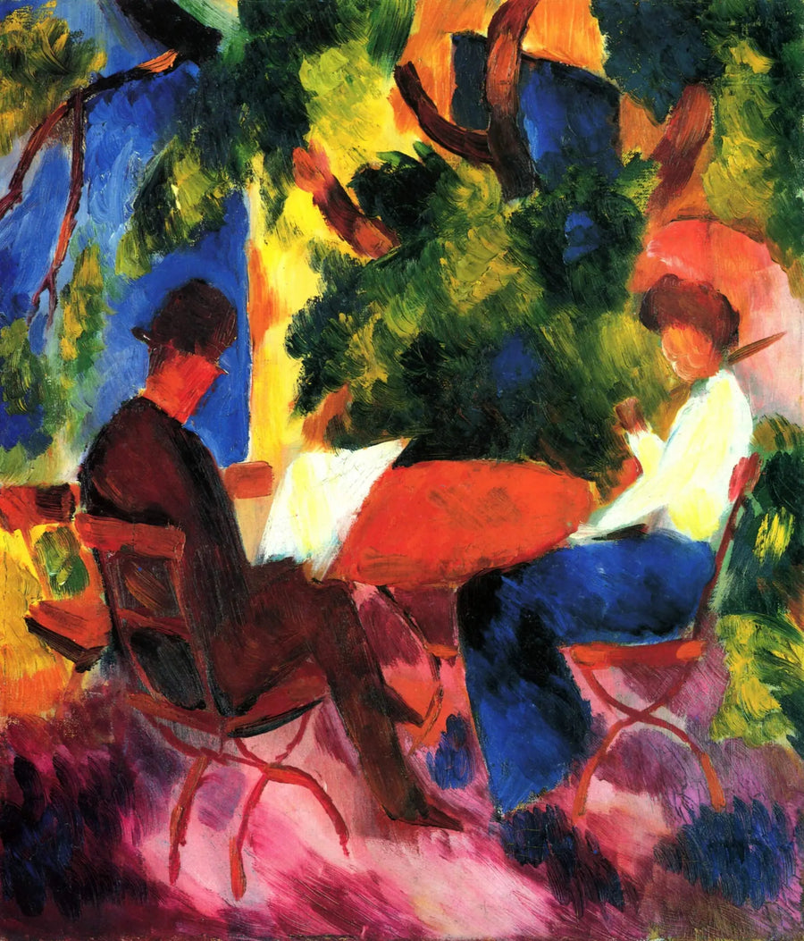 Par i trädgårdsbordet - August Macke