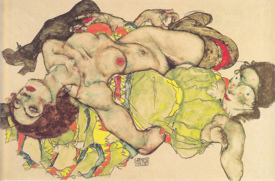 Kärlekspar av kvinnor - Egon Schiele