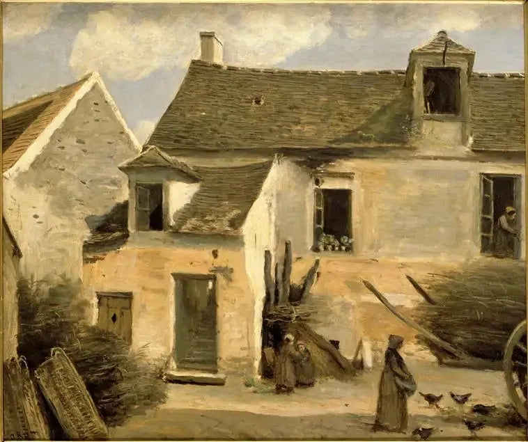 Gården till ett bondgårdshus i närheten av Paris - Jean-Baptiste Camille Corot