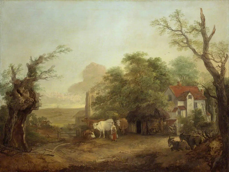 Gårdsplan med mjölkerska, kor och åsnor - Thomas Gainsborough
