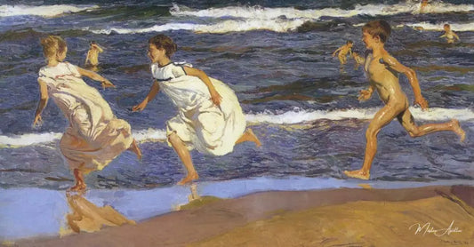 Courir le long de la plage - Sorolla - Reproductions de tableaux et peintures haut de gamme