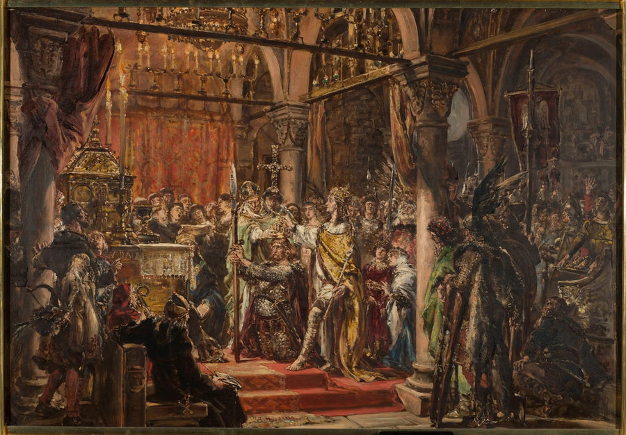 Kroning av den första kungen, 1001 e.Kr., från serien « Civilisationens historia i Polen » - Jan Matejko