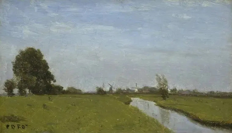 Vattendrag i Holland. Slätt - Jean-Baptiste Camille Corot