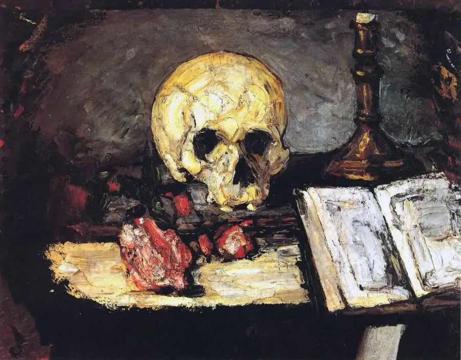 Skalle och kandelaber - Paul Cézanne