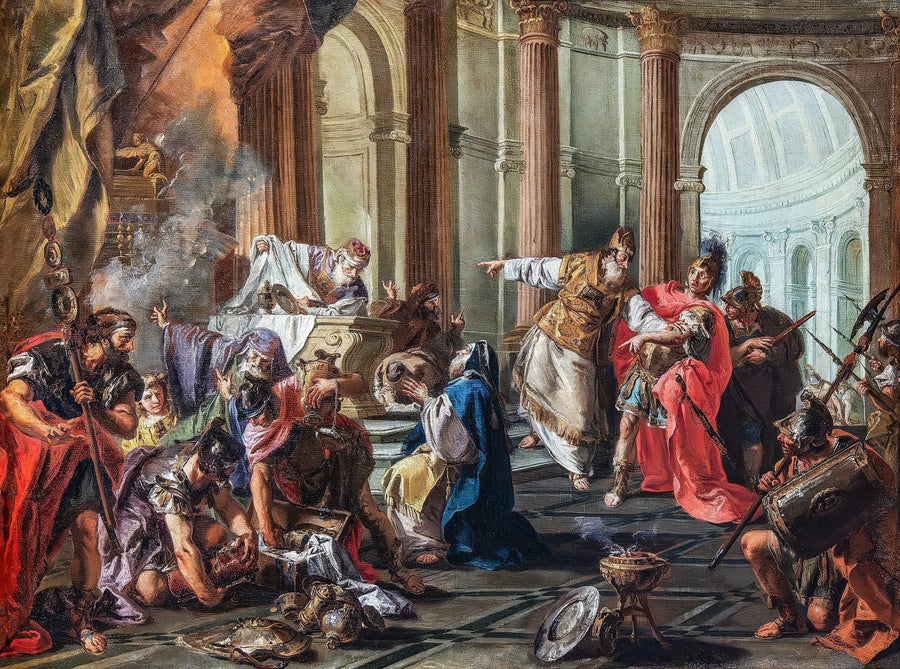 Crassus sätter i brand Jerusalems tempel - Giovanni Battista Pittoni