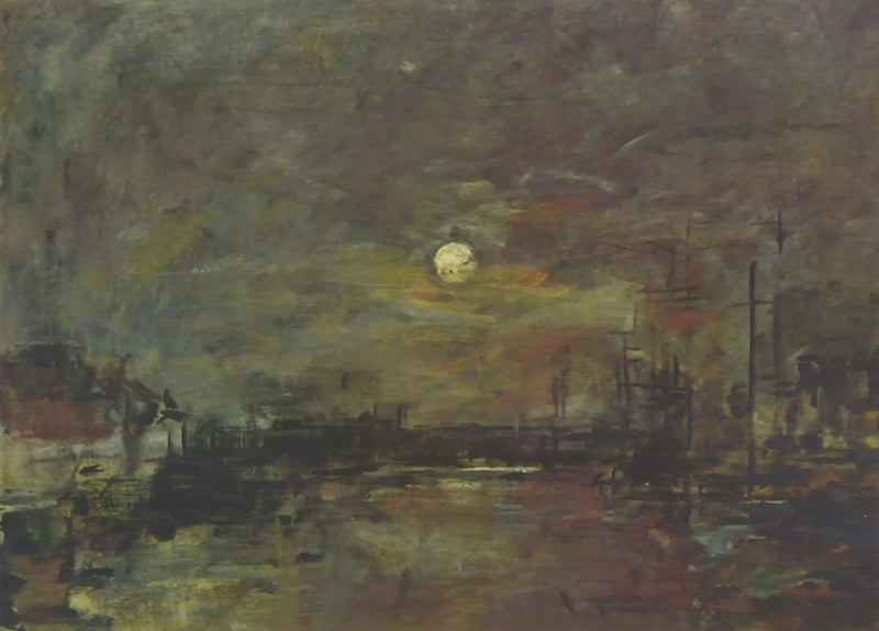 Skymning över Handelsbassängen i Le Havre - Eugène Boudin