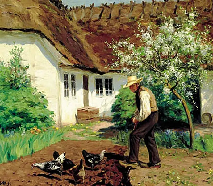 Gräva i trädgården på våren. - H. A. Brendekilde