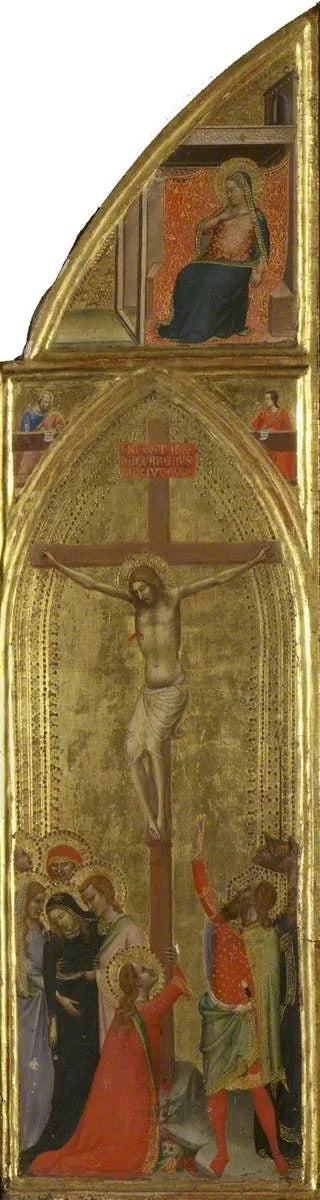 Kristi korsfästelse med två evangelister och Jungfru Marie i Annunciation (triptyk, högra panelen) (framsida) - Bernardo Daddi