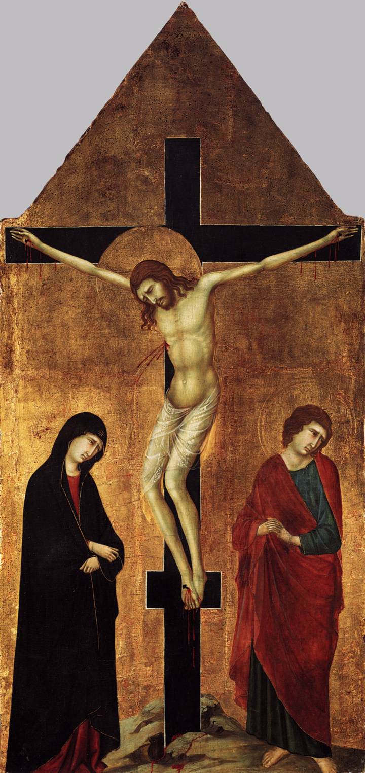 Korsfästelse med Jungfru Maria och evangelisten Johannes - Ugolino di Nerio