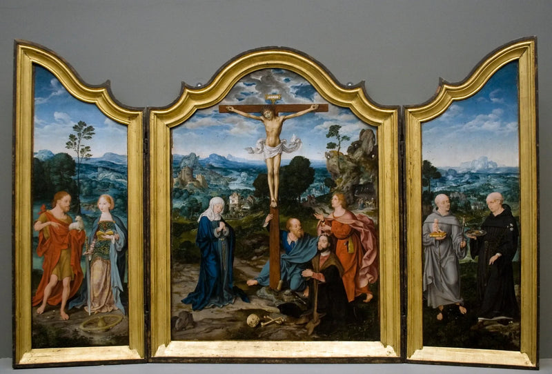 Korsfästelse med helgon och donatorer - Joos van Cleve
