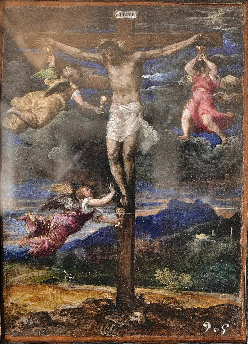 Korsfästelse med tre änglar - Titian