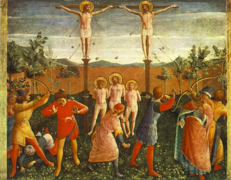 Kristi korsfästelse av helgonen Cosmas och Damian - Fra Angelico
