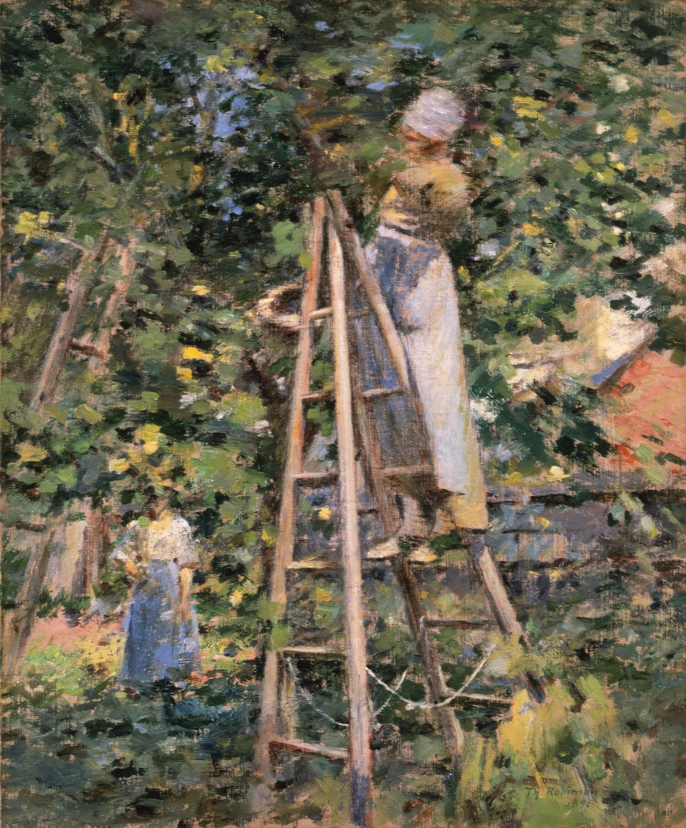 Cueillette de prunes - Theodore Robinson image 1 tableau peint à l’huile sur toile