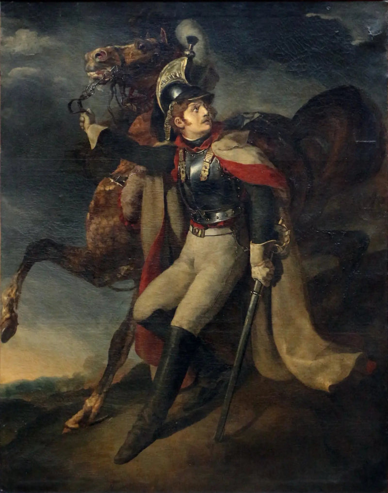 Sårad kårman som lämnar elden - Théodore Géricault