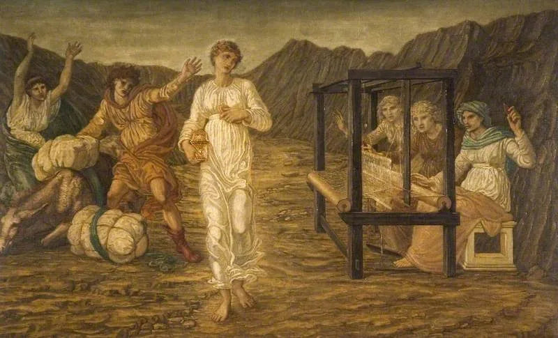 Cupidon och Psyche - Gröna väggmålningar från palatset - Edward Burne-Jones
