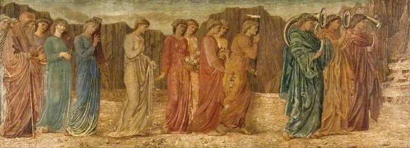 Cupidon och Psyche - Gröna väggmålningar från palatset - Edward Burne-Jones