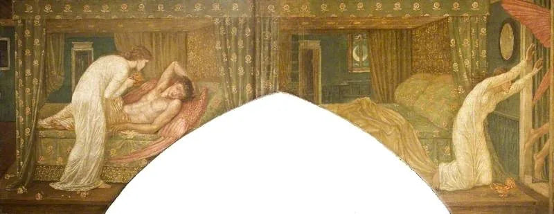 Cupidon och Psyche - Gröna väggmålningar i palatset - Edward Burne-Jones