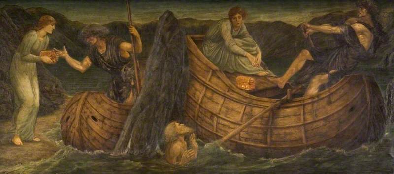 Cupidon och Psyche - Gröna väggmålningar i palatset - Edward Burne-Jones