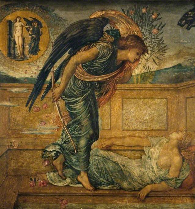 Cupidon och Psyche - Gröna väggmålningar i palatset - Edward Burne-Jones