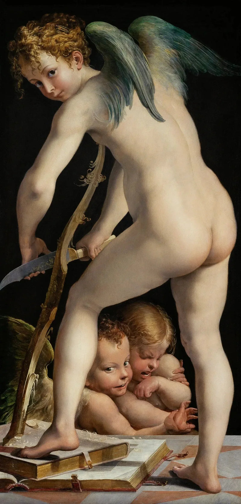 Cupidon tillverkande sin båge - Parmigianino