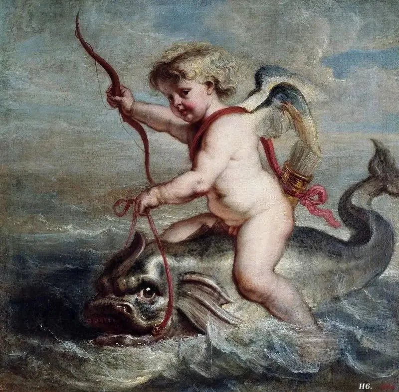 Cupido på en delfin - Peter Paul Rubens