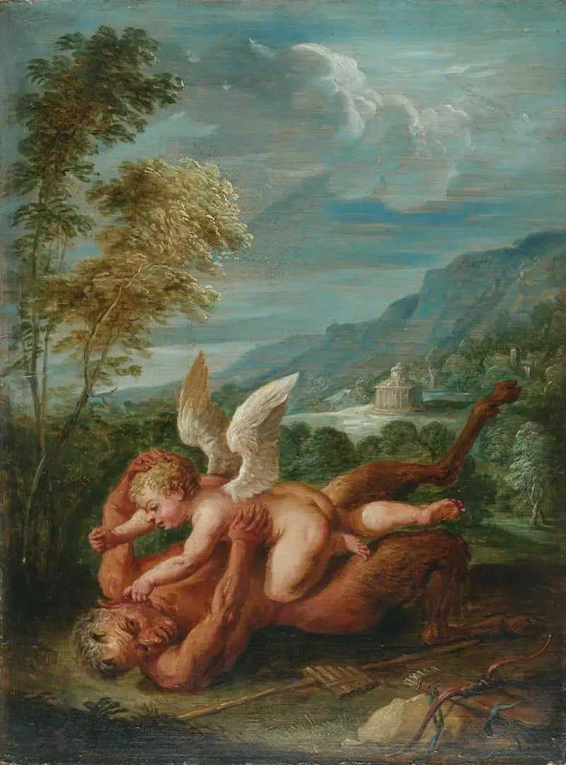 Cupido som besegrar Pan (efter Annibale Carracci) - David Teniers den yngre