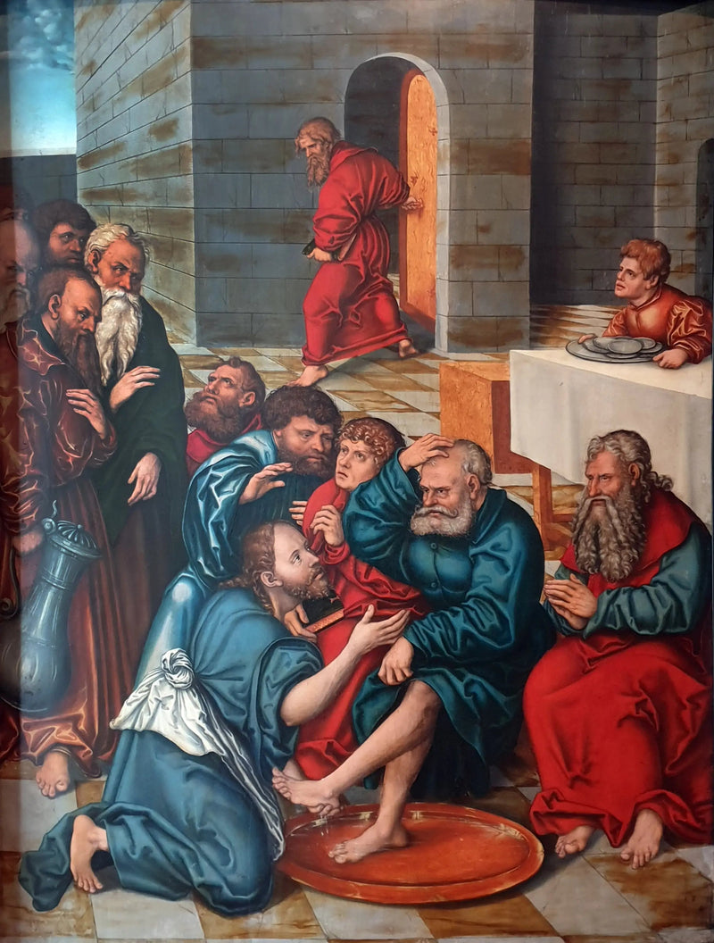 Passionscykeln: Kristus som tvättar apostlarnas fötter - Lucas Cranach den äldre