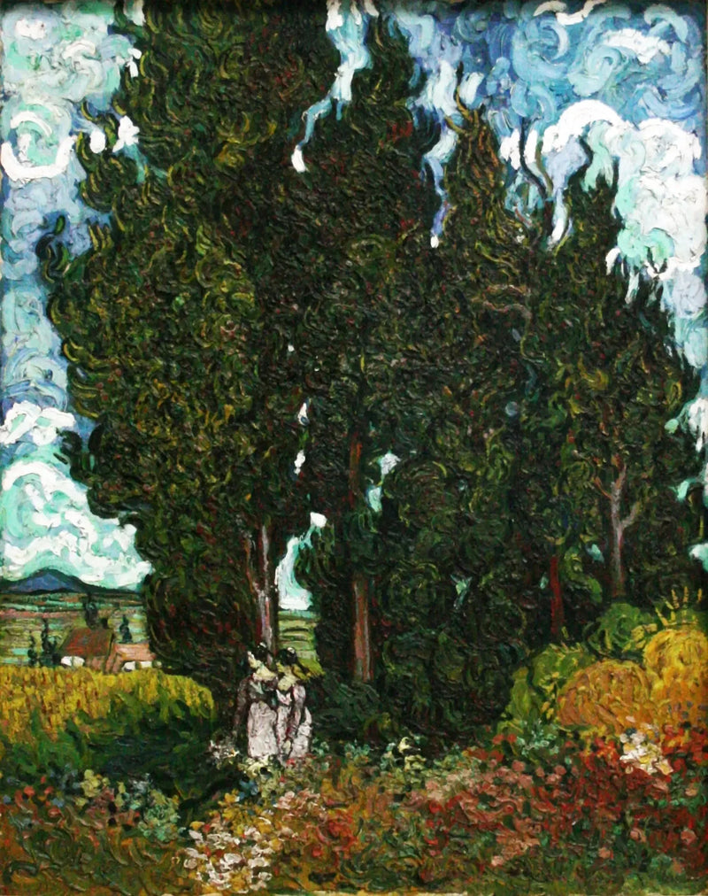 Cypresser med två figurer - Vincent van Gogh