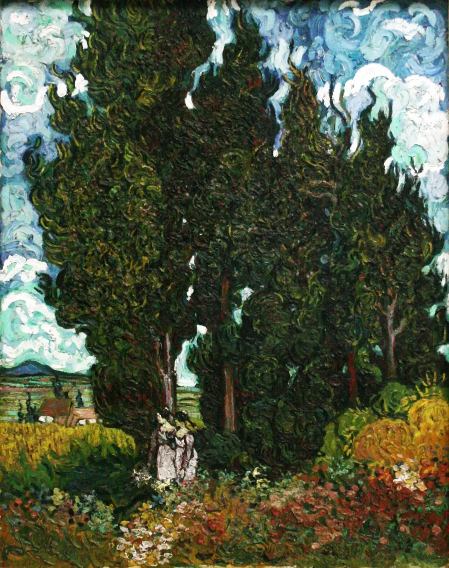 Cypresser med två figurer - Vincent van Gogh