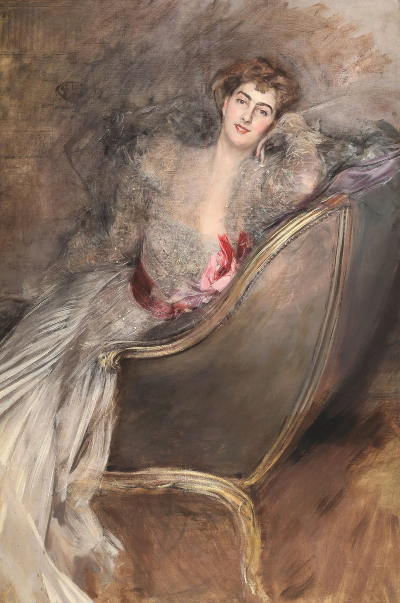 Liggande dam på en bergère - Giovanni Boldini