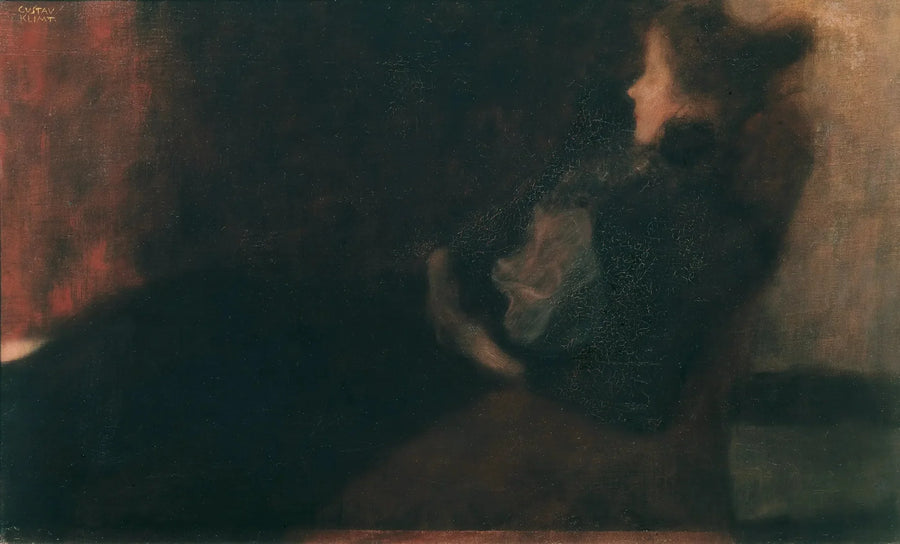 Dam vid eldstaden (Dame am Kamin) - Gustav Klimt