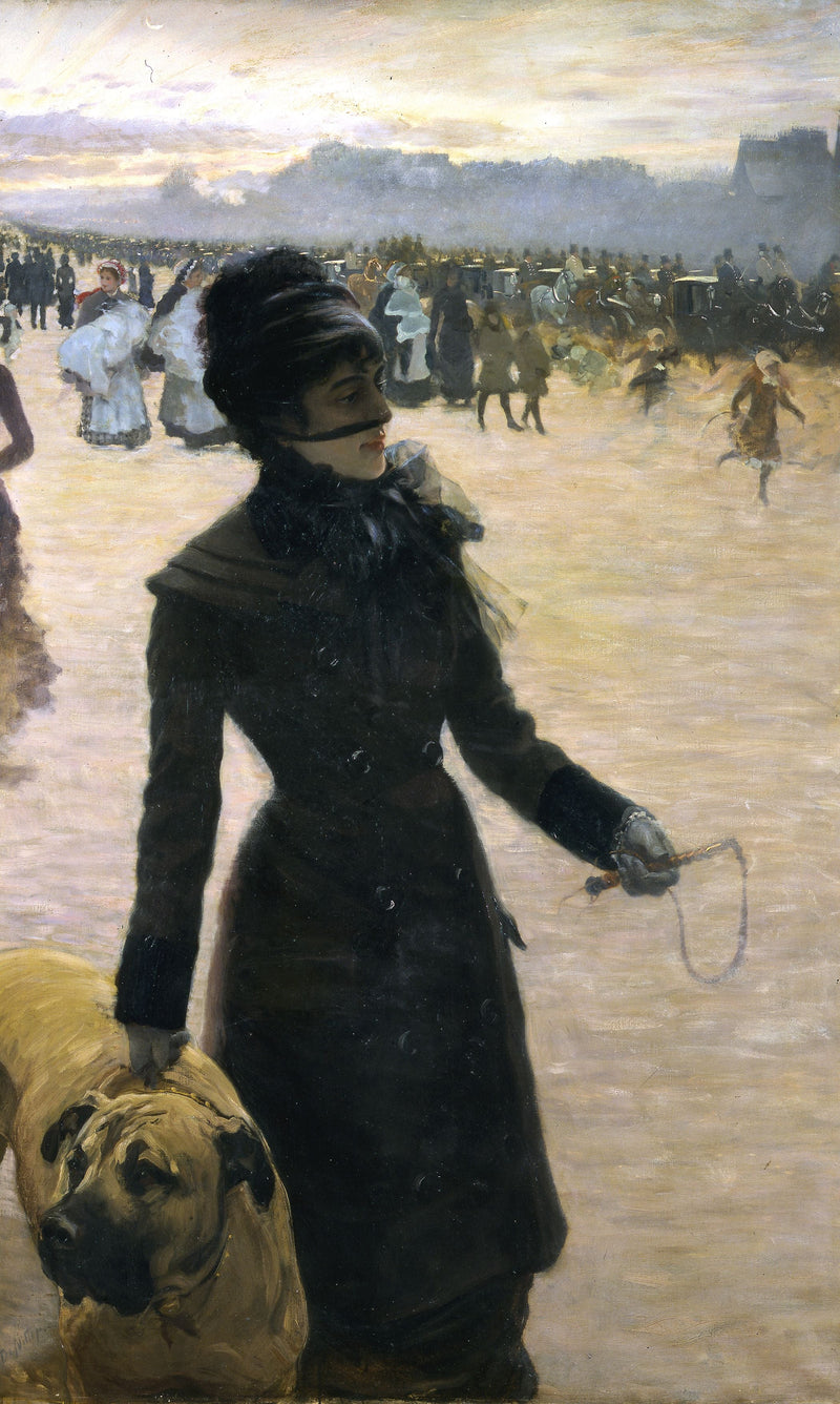 Dame med hund - Giuseppe De Nittis