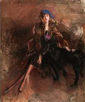 Dame med en svart greyhound - Giovanni Boldini