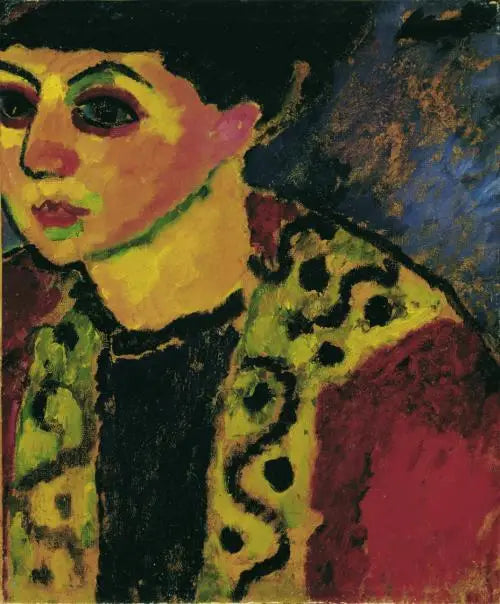 Dam framför den blå bakgrunden - Alexej von Jawlensky